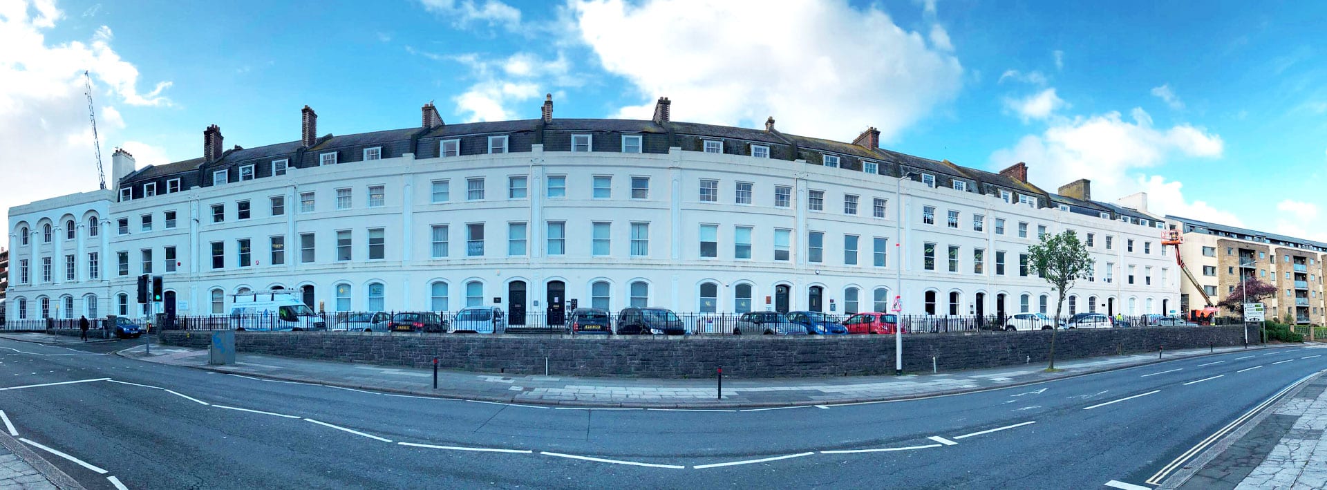 Panoramic picture of houses after cleaning